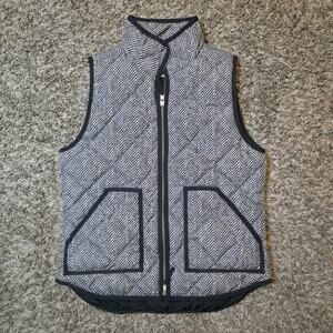 J. Crew DOWN Herringbone Barn/Chore Vest Bright Brass 2-Way Zipper Quilted Small